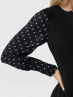Ella Fit & Flare Dress - Black Polka Dot