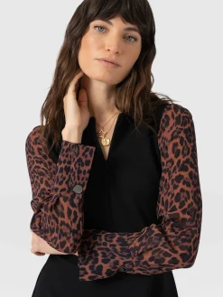 Ella Fit & Flare Dress - Brown Leopard