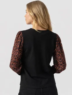 Ella Zip Up Top - Brown Leopard