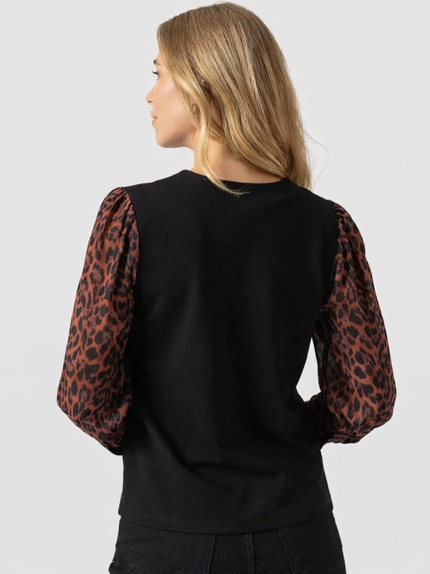 Ella Zip Up Top - Brown Leopard