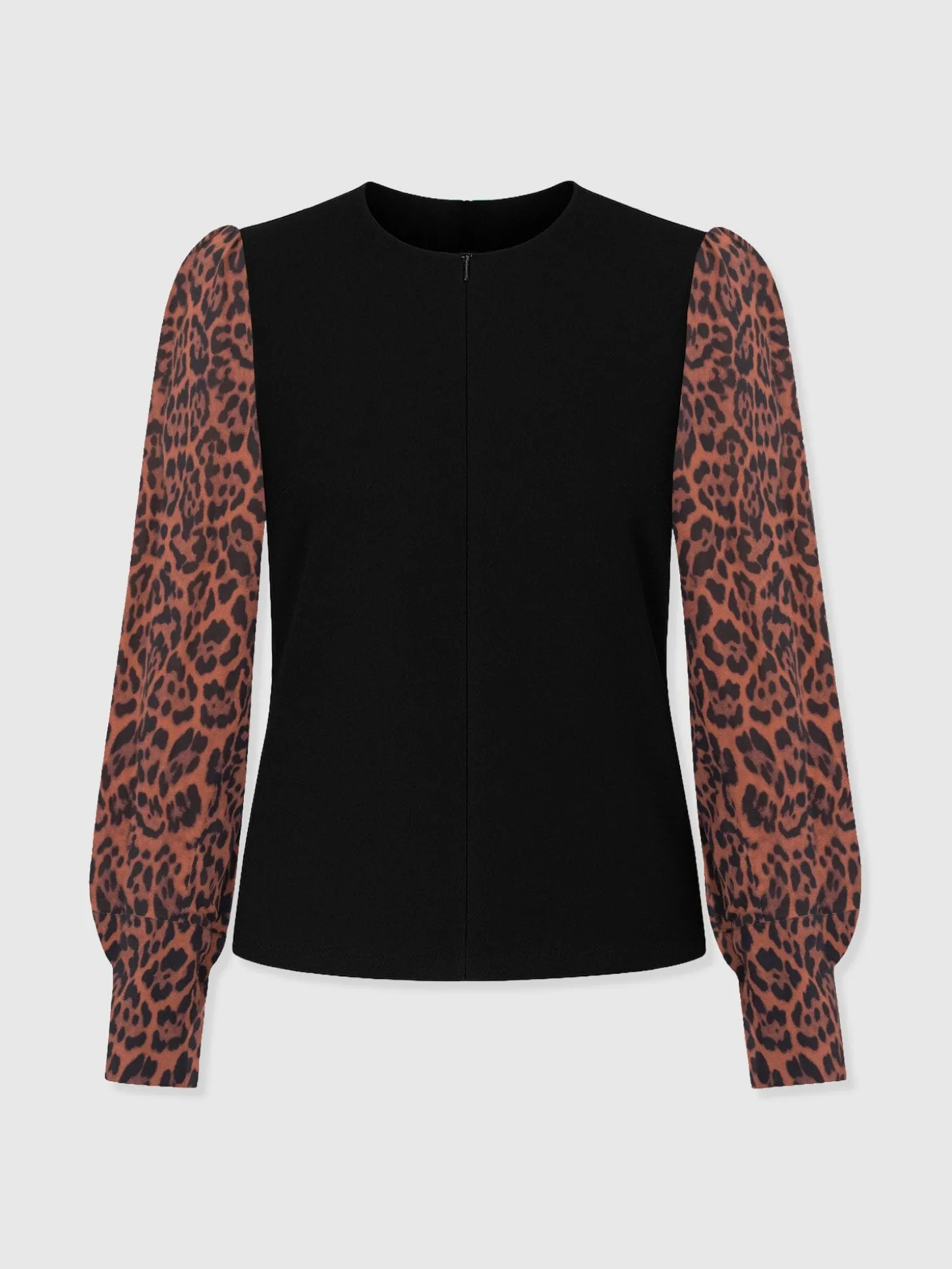 Ella Zip Up Top - Brown Leopard
