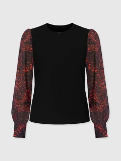 Ella Zip Up Top - Red Fade Spot
