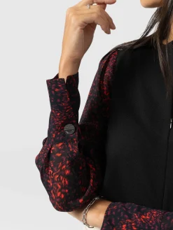 Ella Zip Up Top - Red Fade Spot