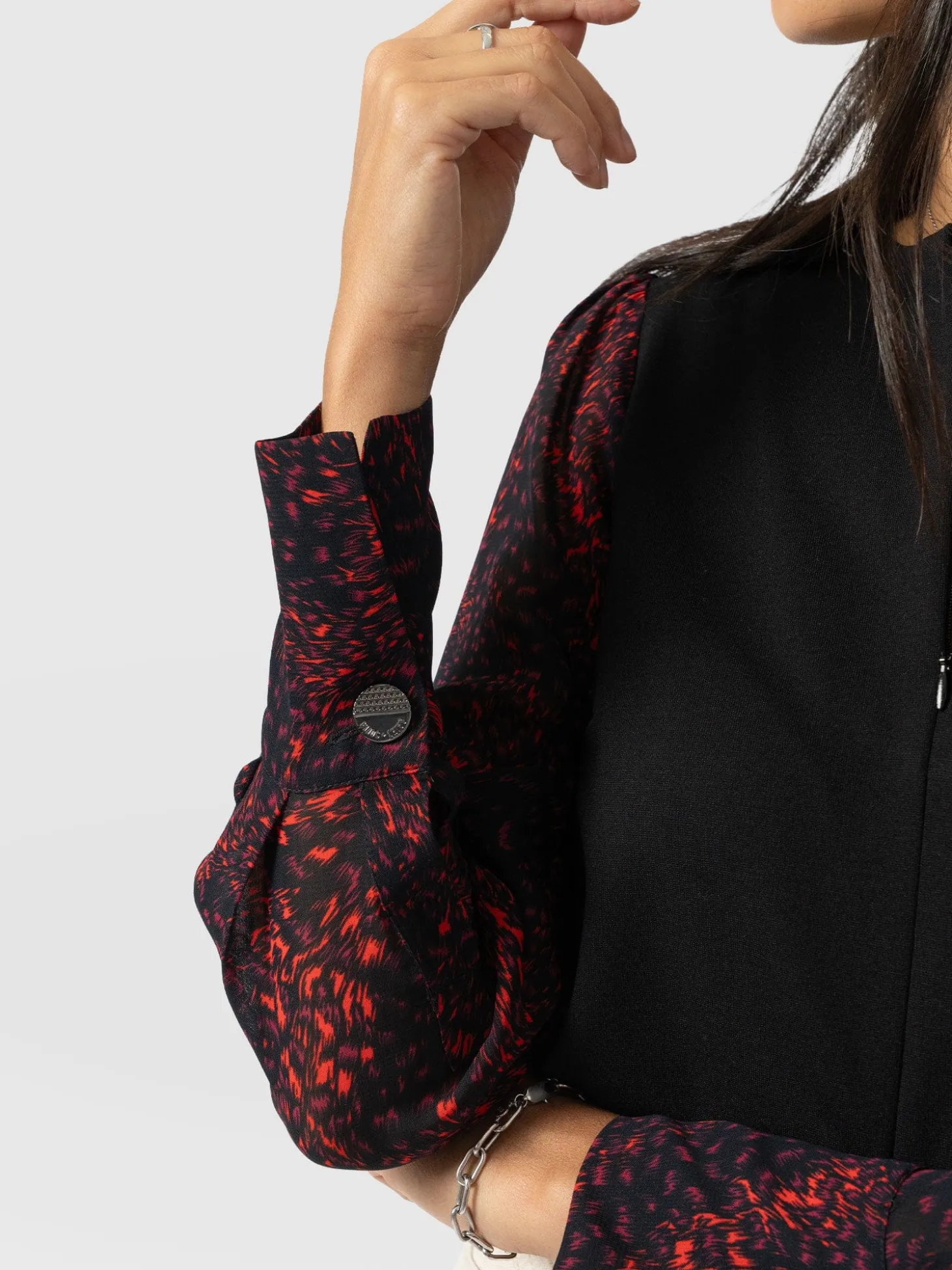 Ella Zip Up Top - Red Fade Spot