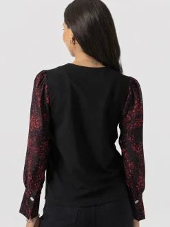 Ella Zip Up Top - Red Fade Spot