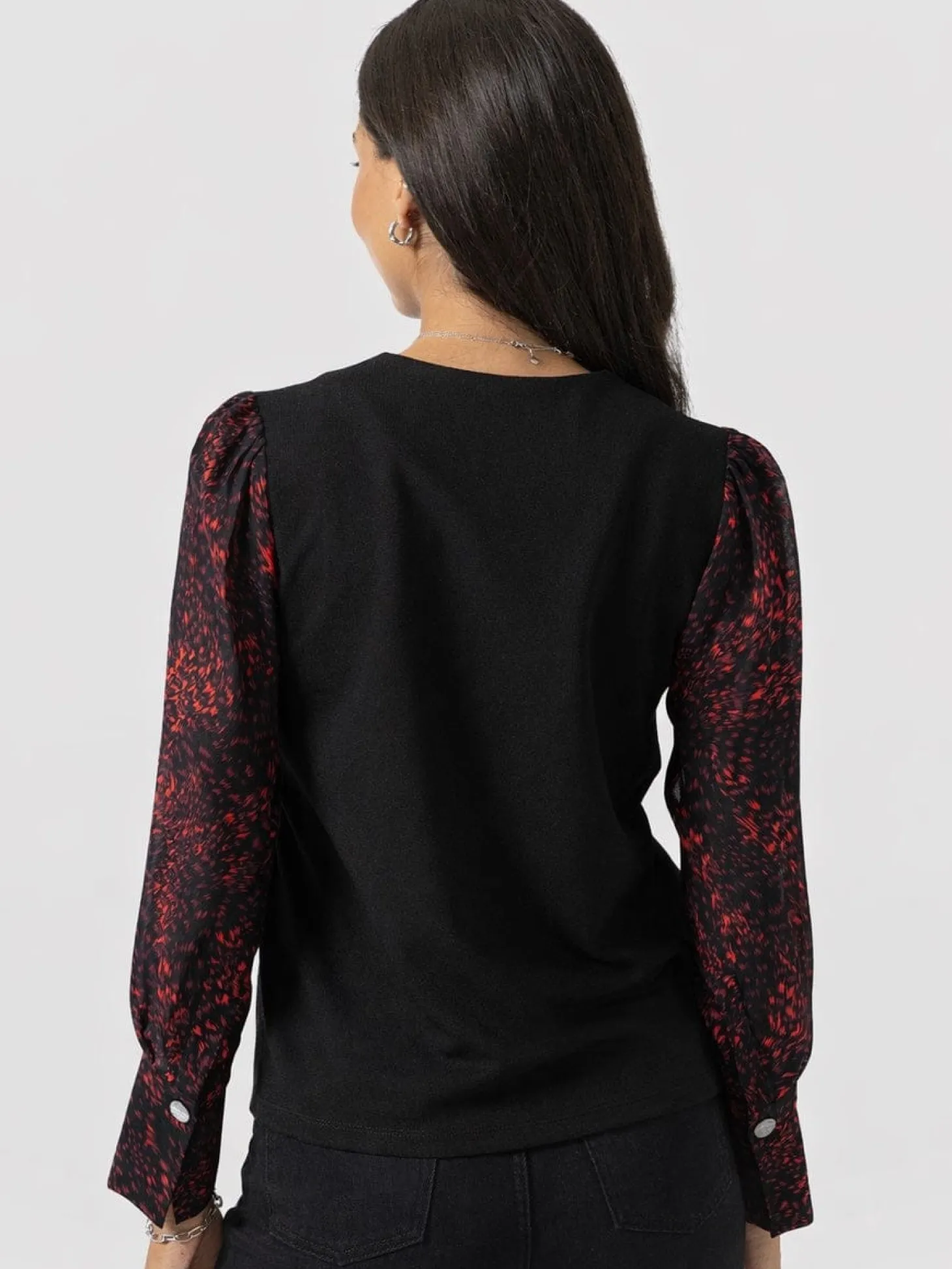 Ella Zip Up Top - Red Fade Spot