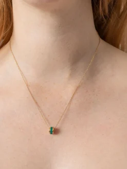 Enamel Stripe Charm Necklace - Gold/Green