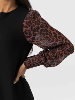 Esme Zip Up Dress - Brown Leopard