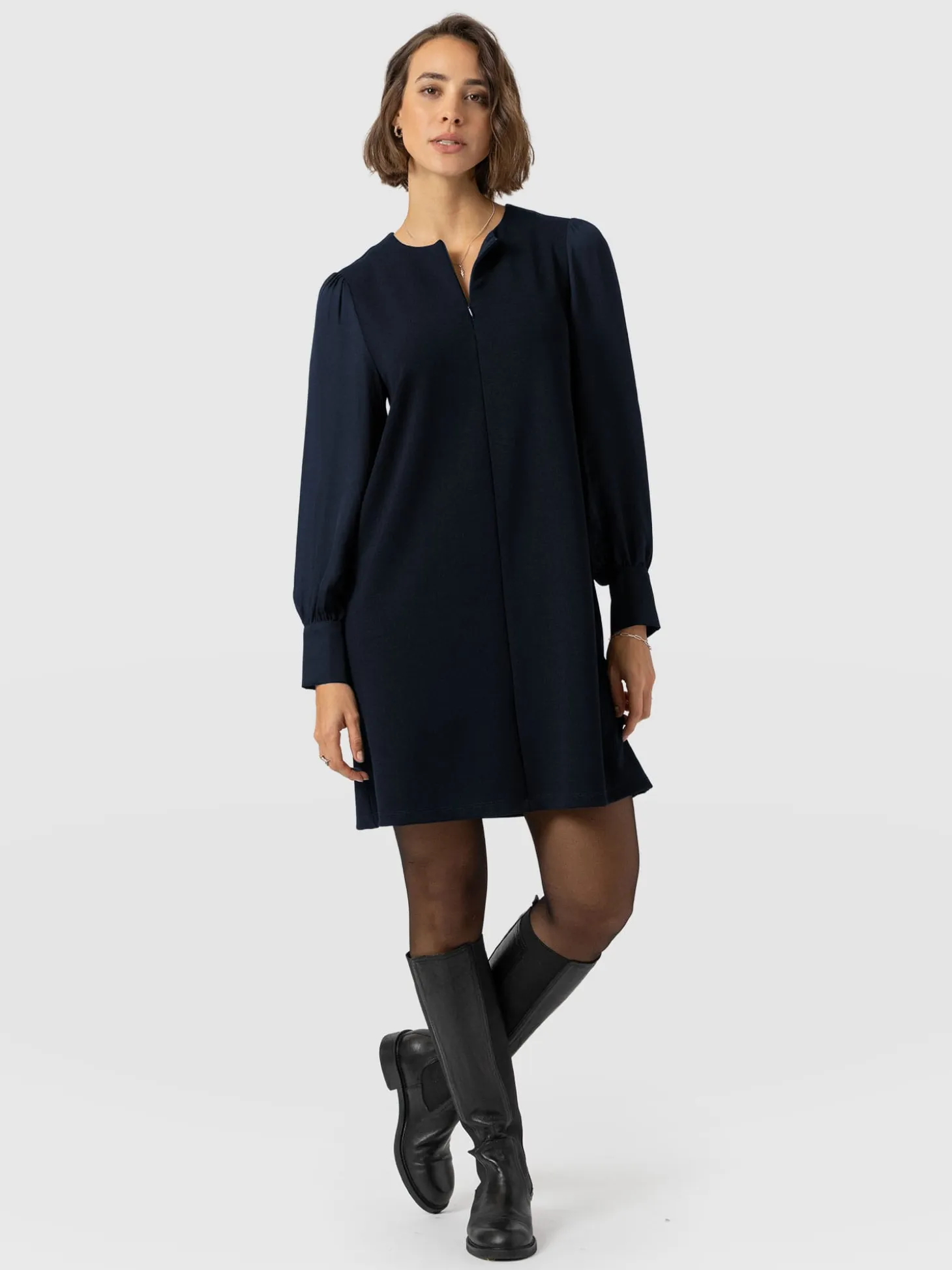 Esme Zip Up Dress - Navy