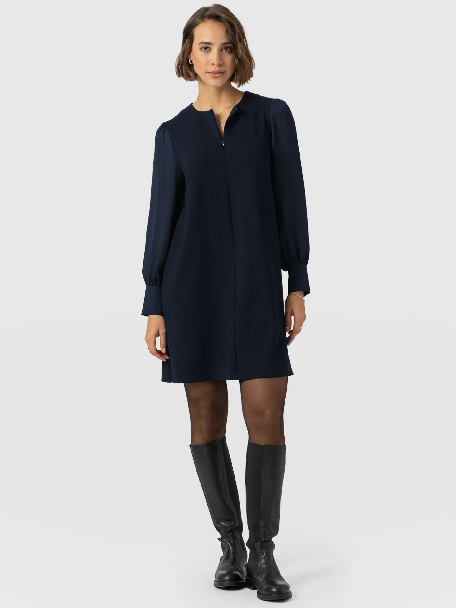 Esme Zip Up Dress - Navy