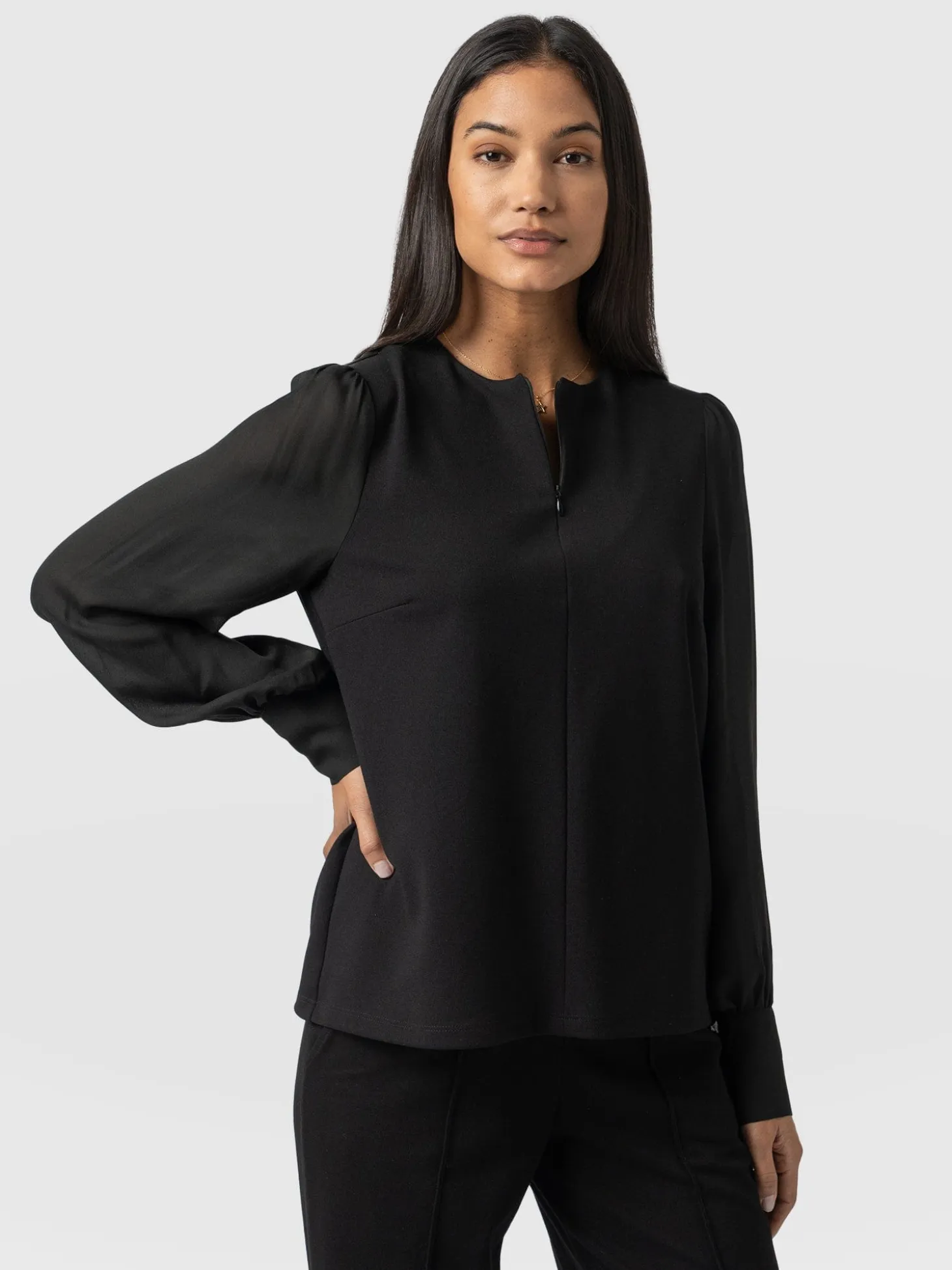 Esme Zip Up Top - Black