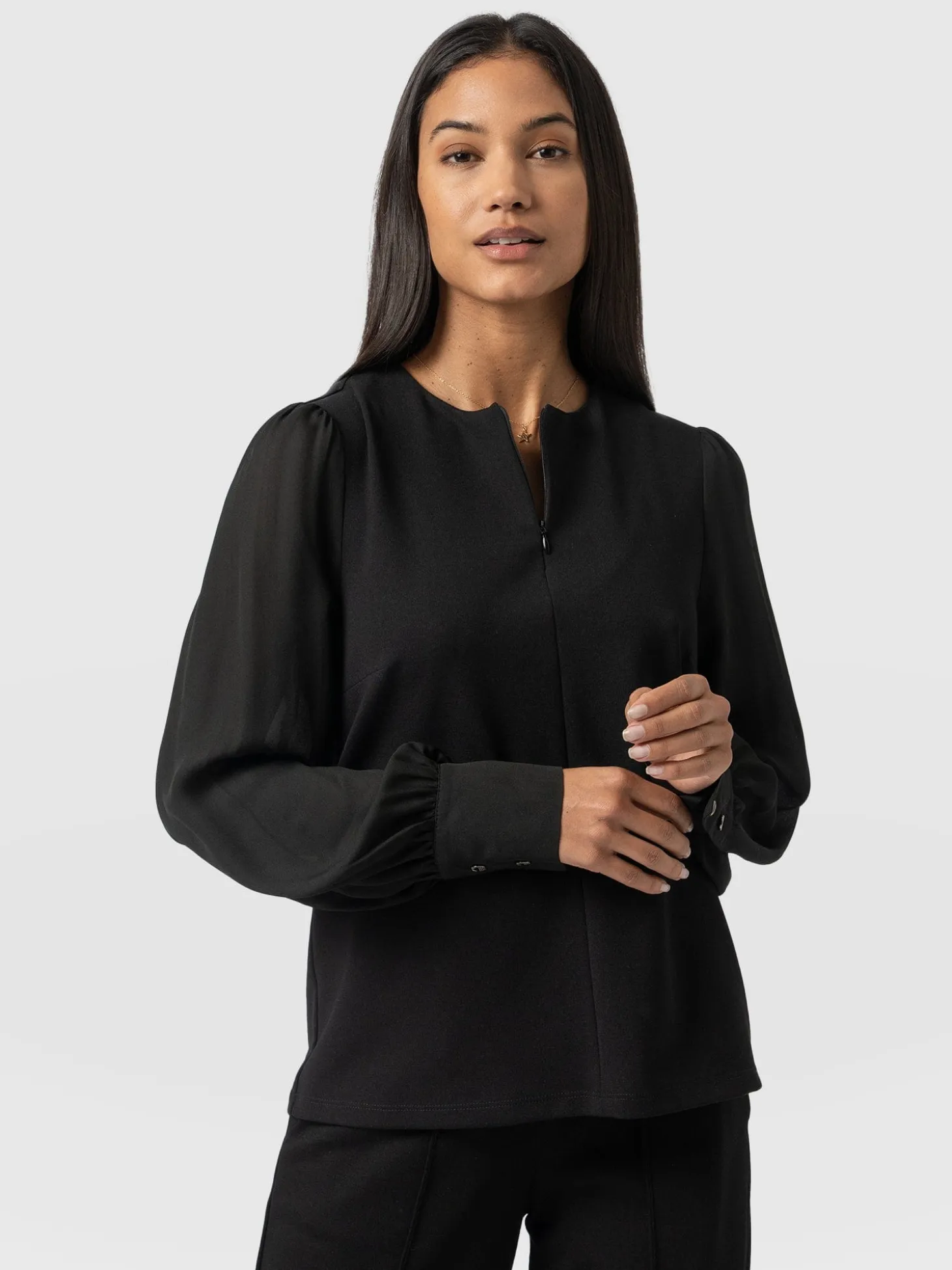 Esme Zip Up Top - Black