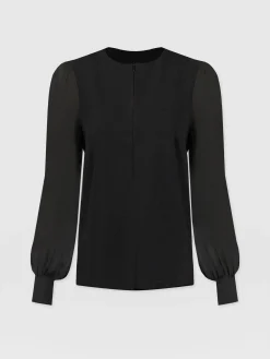 Esme Zip Up Top - Black