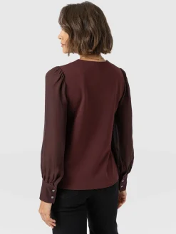 Esme Zip Up Top - Maroon