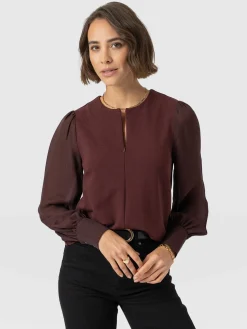 Esme Zip Up Top - Maroon