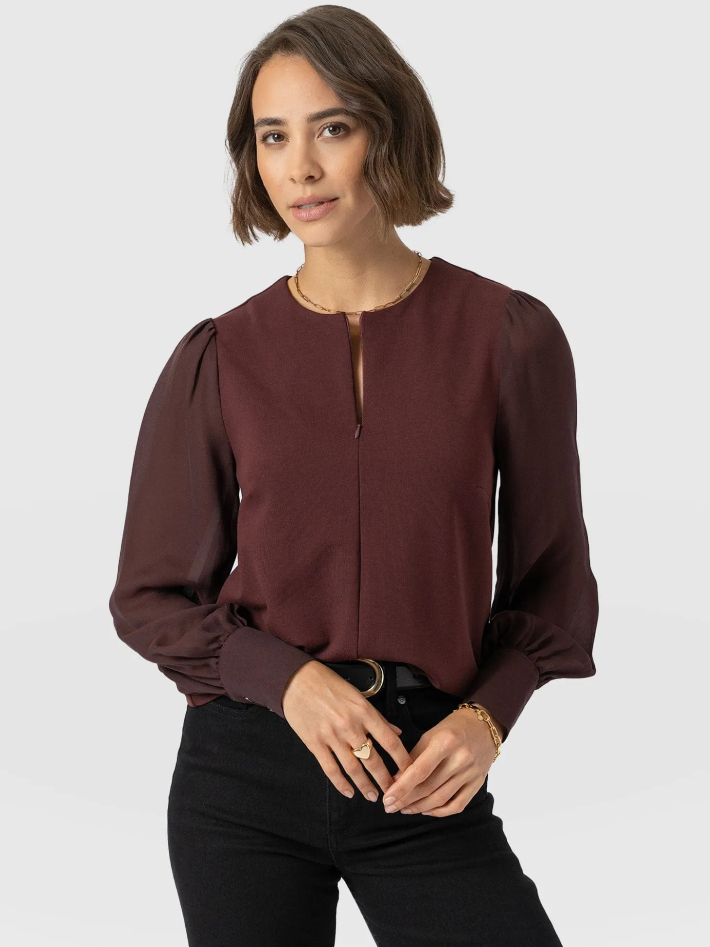 Esme Zip Up Top - Maroon