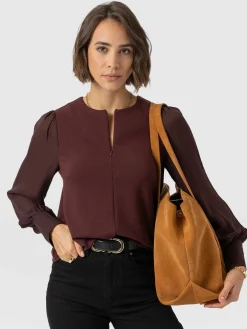 Esme Zip Up Top - Maroon