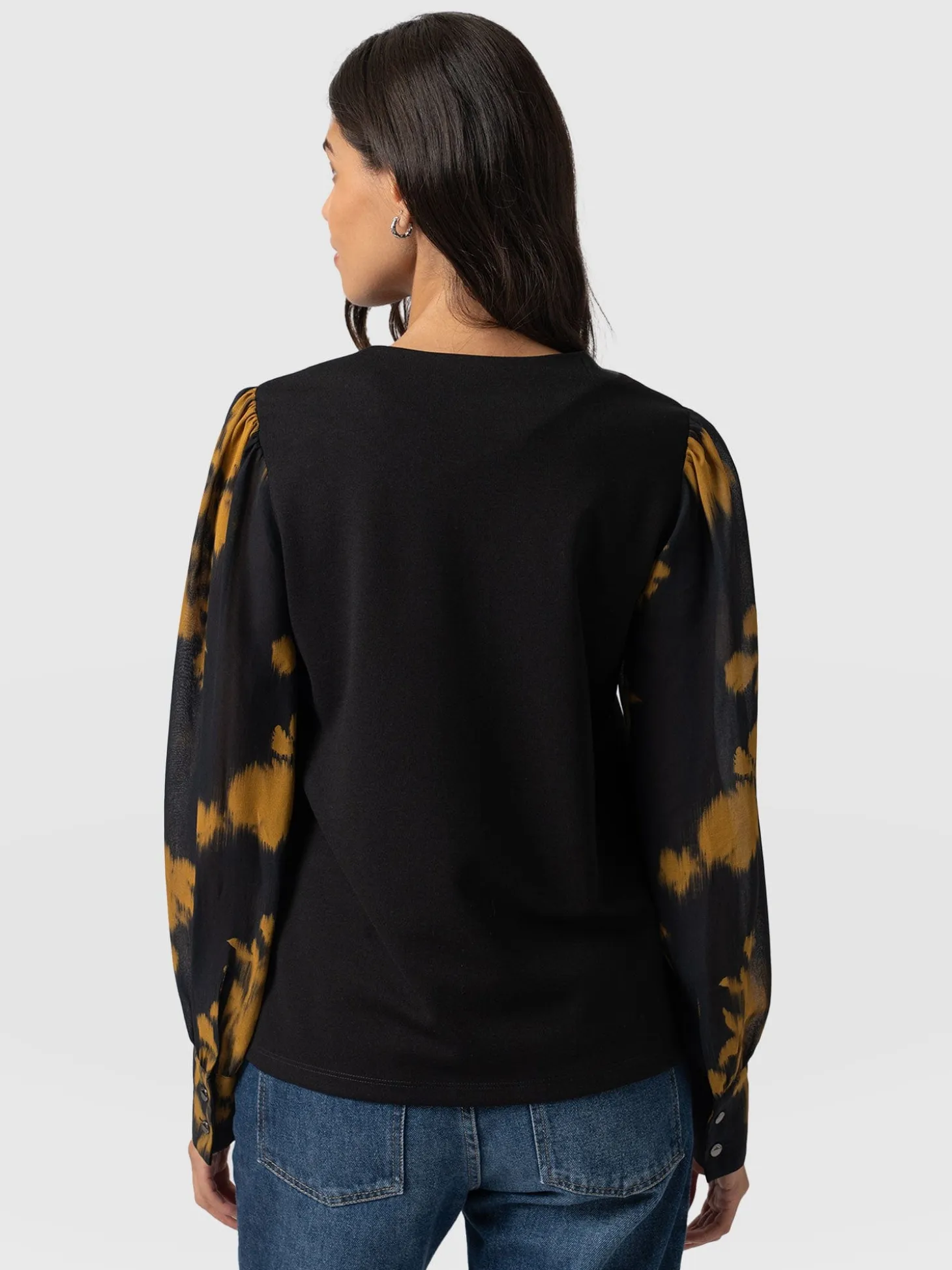 Esme Zip Up Top - Yellow Fade Floral