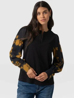 Esme Zip Up Top - Yellow Fade Floral