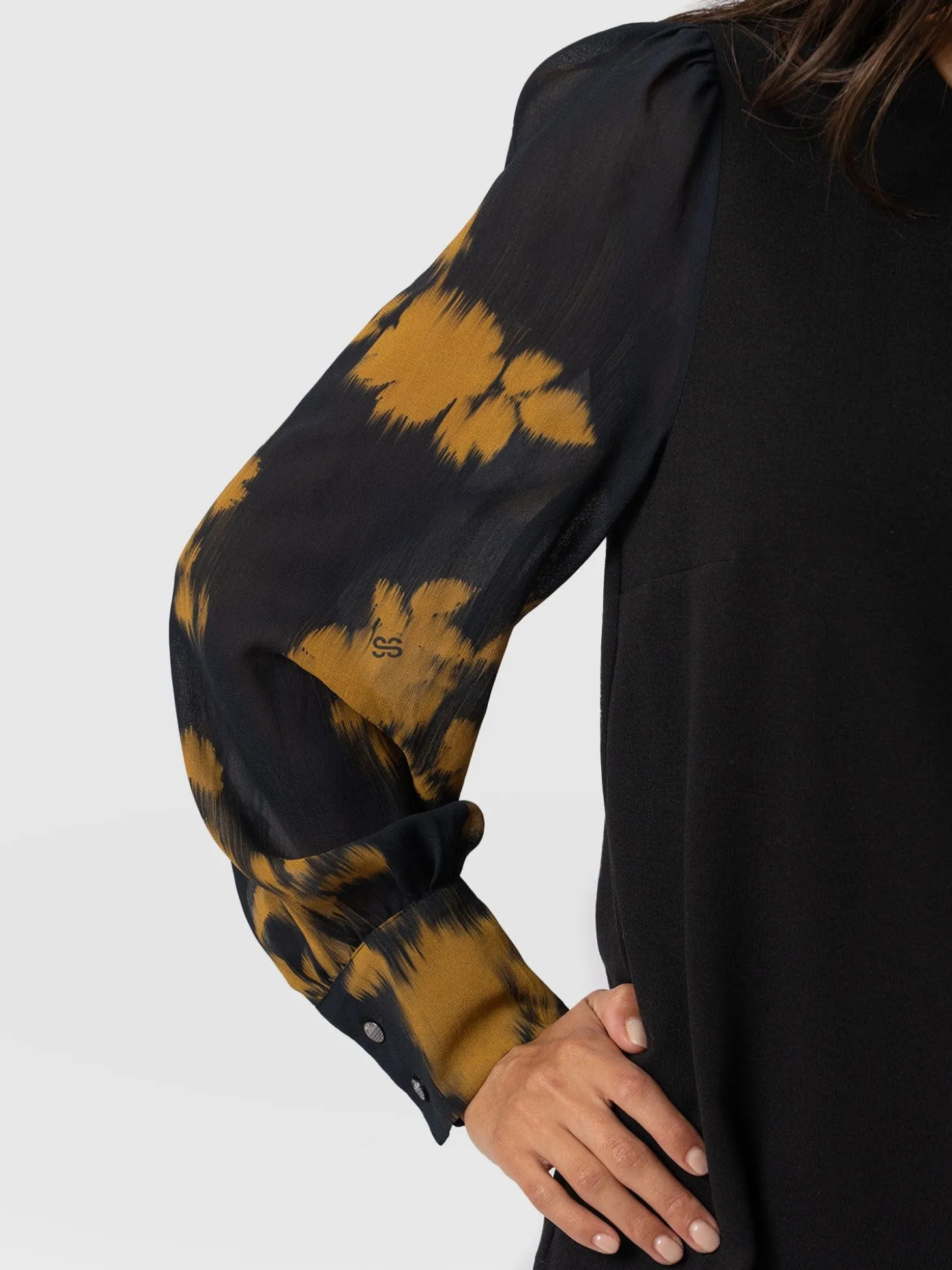 Esme Zip Up Top - Yellow Fade Floral