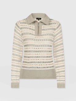 Ester Quarter Zip Knit - Beige