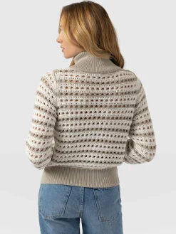 Ester Quarter Zip Knit - Beige