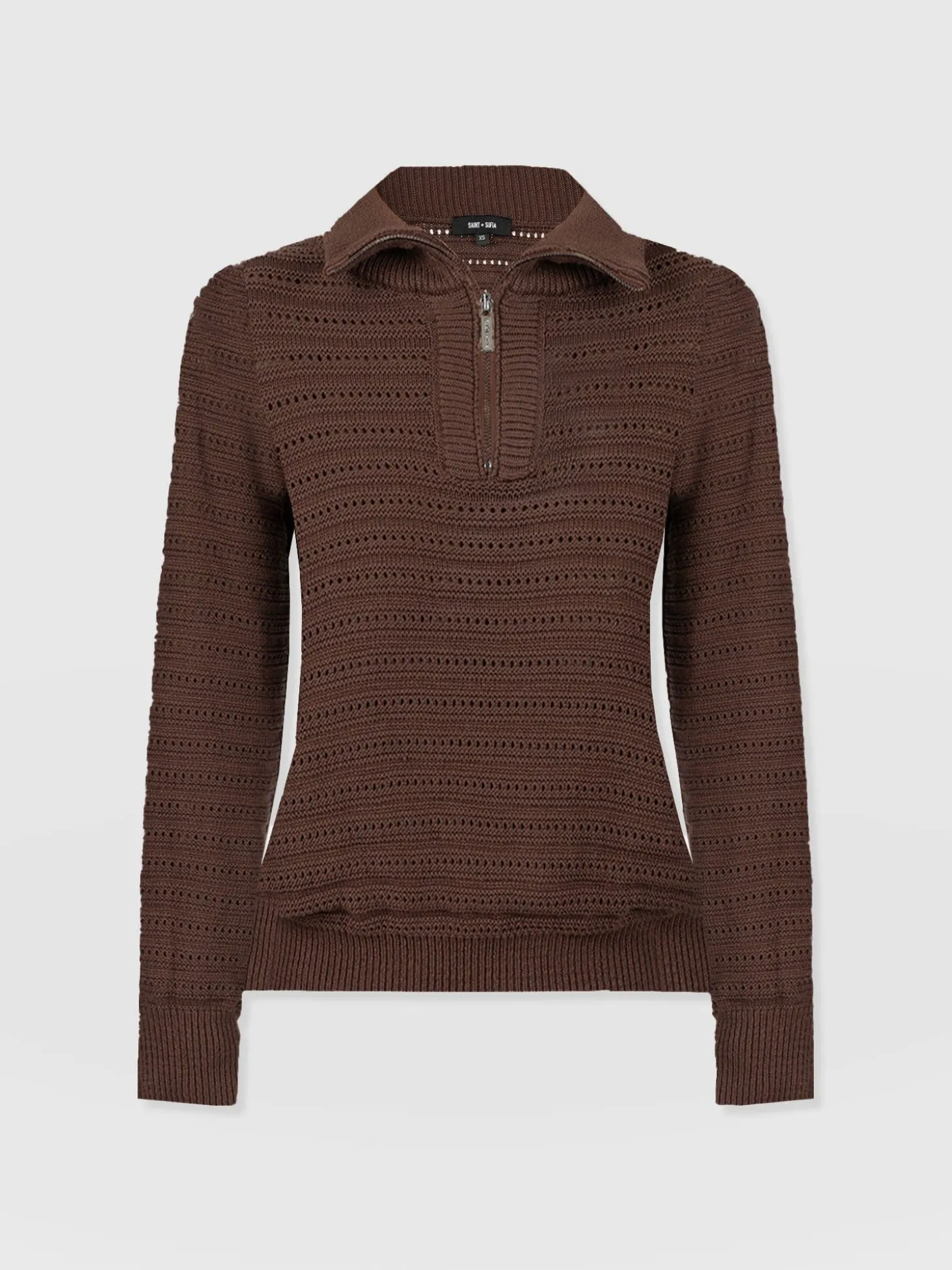 Ester Quarter Zip Knit - Chocolate