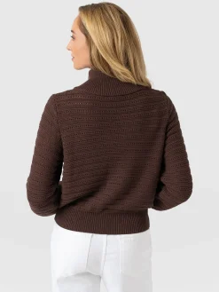 Ester Quarter Zip Knit - Chocolate
