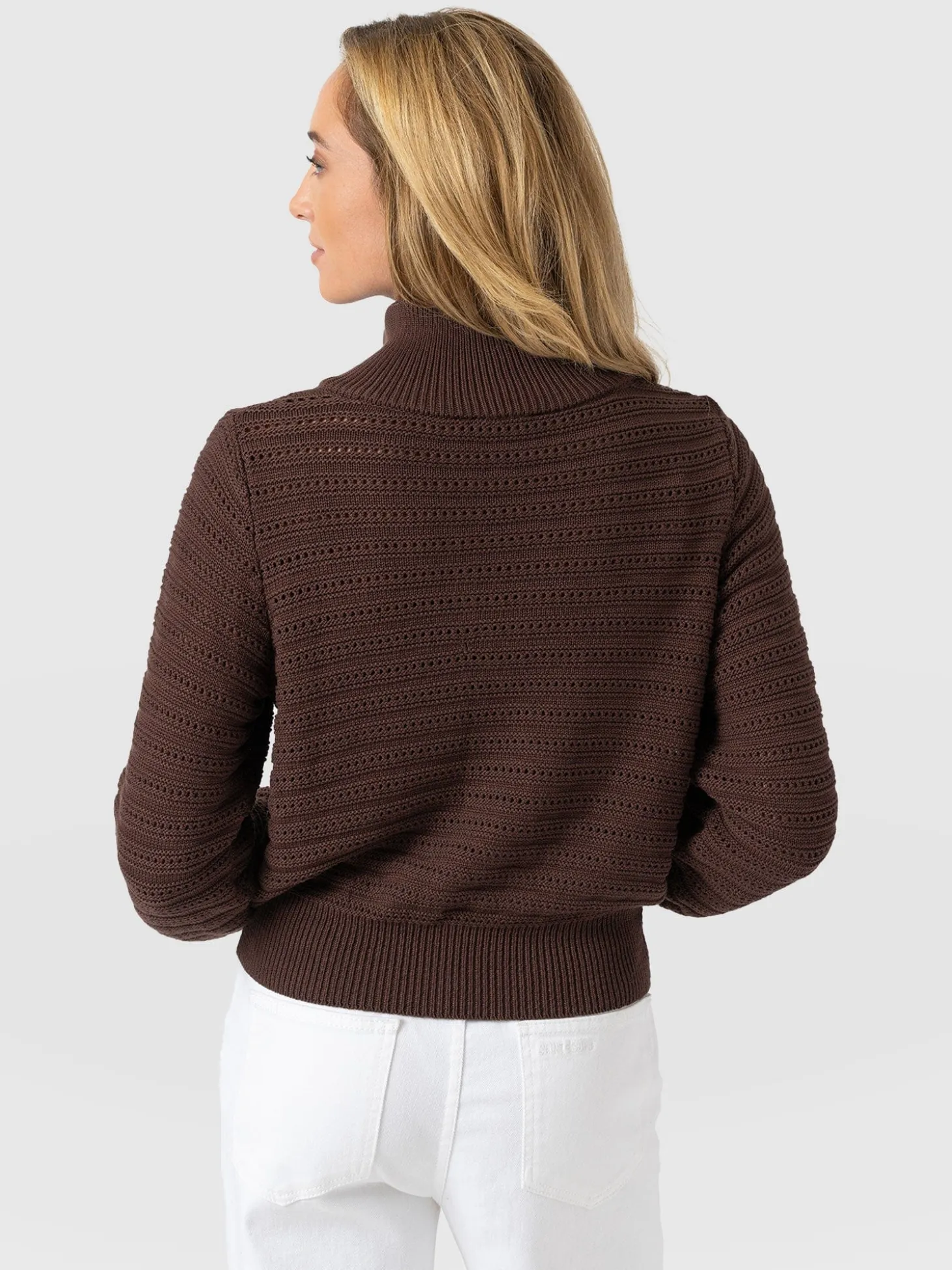 Ester Quarter Zip Knit - Chocolate