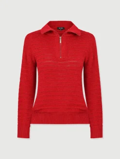 Ester Quarter Zip Knit - Red