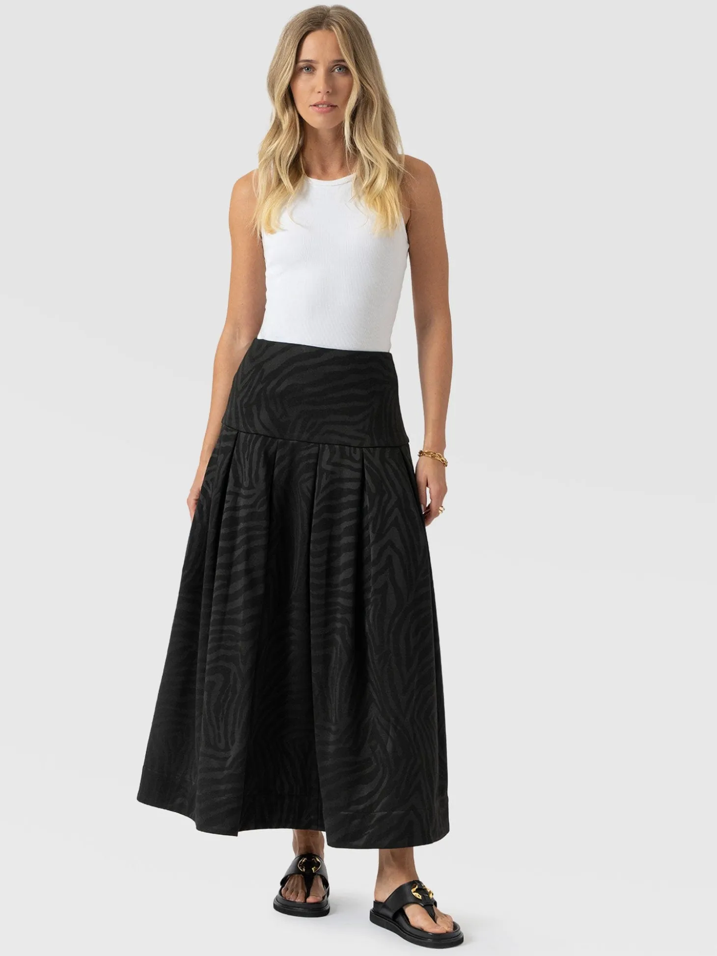 Everly Pleated Skirt - Black Zebra