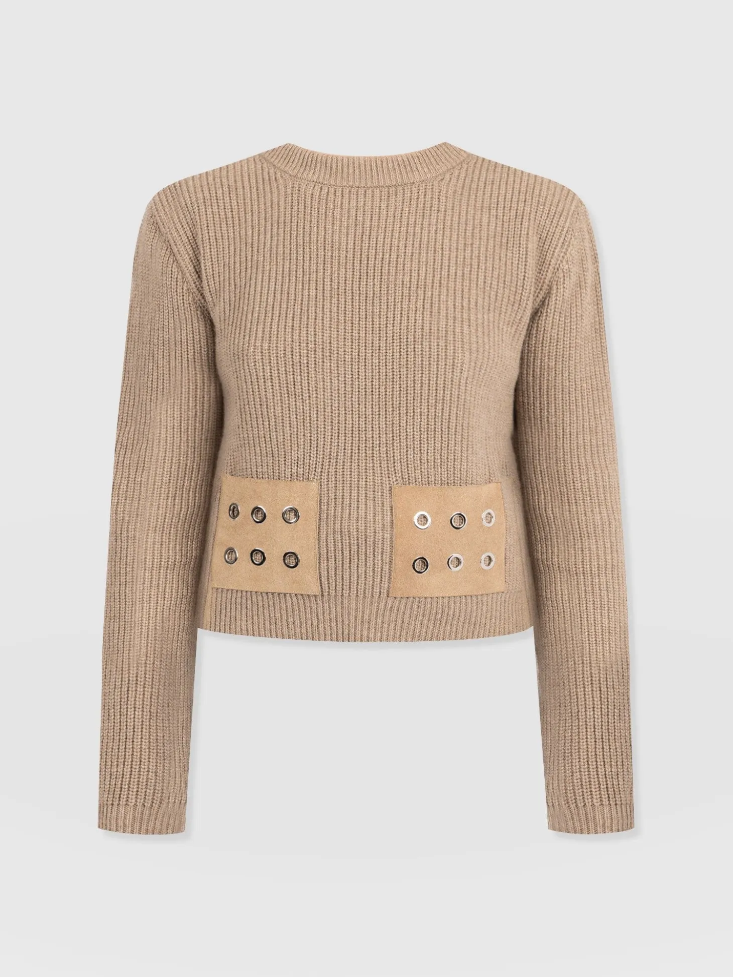 Eyelet Rib Knit Sweater - Mocha
