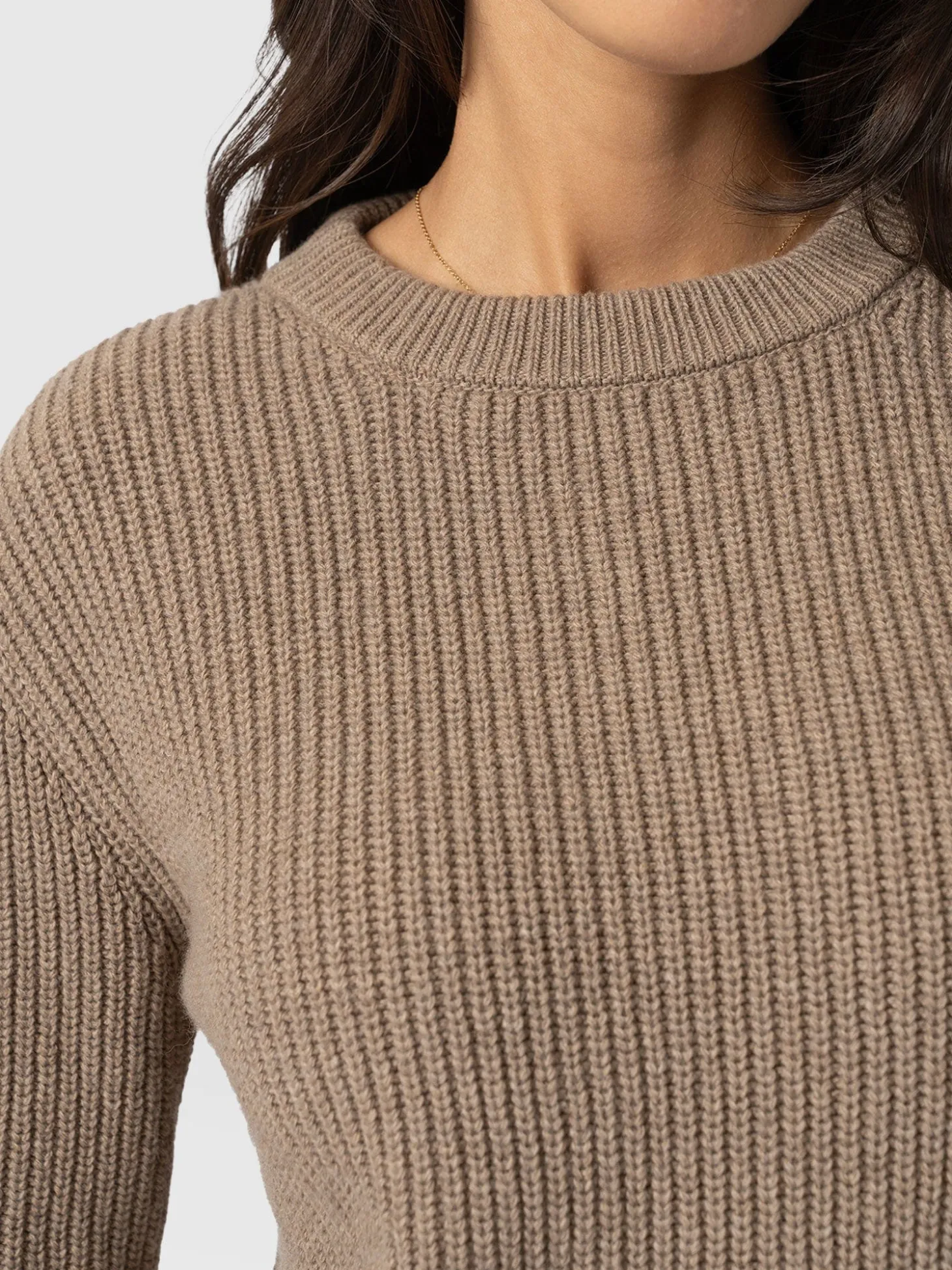 Eyelet Rib Knit Sweater - Mocha