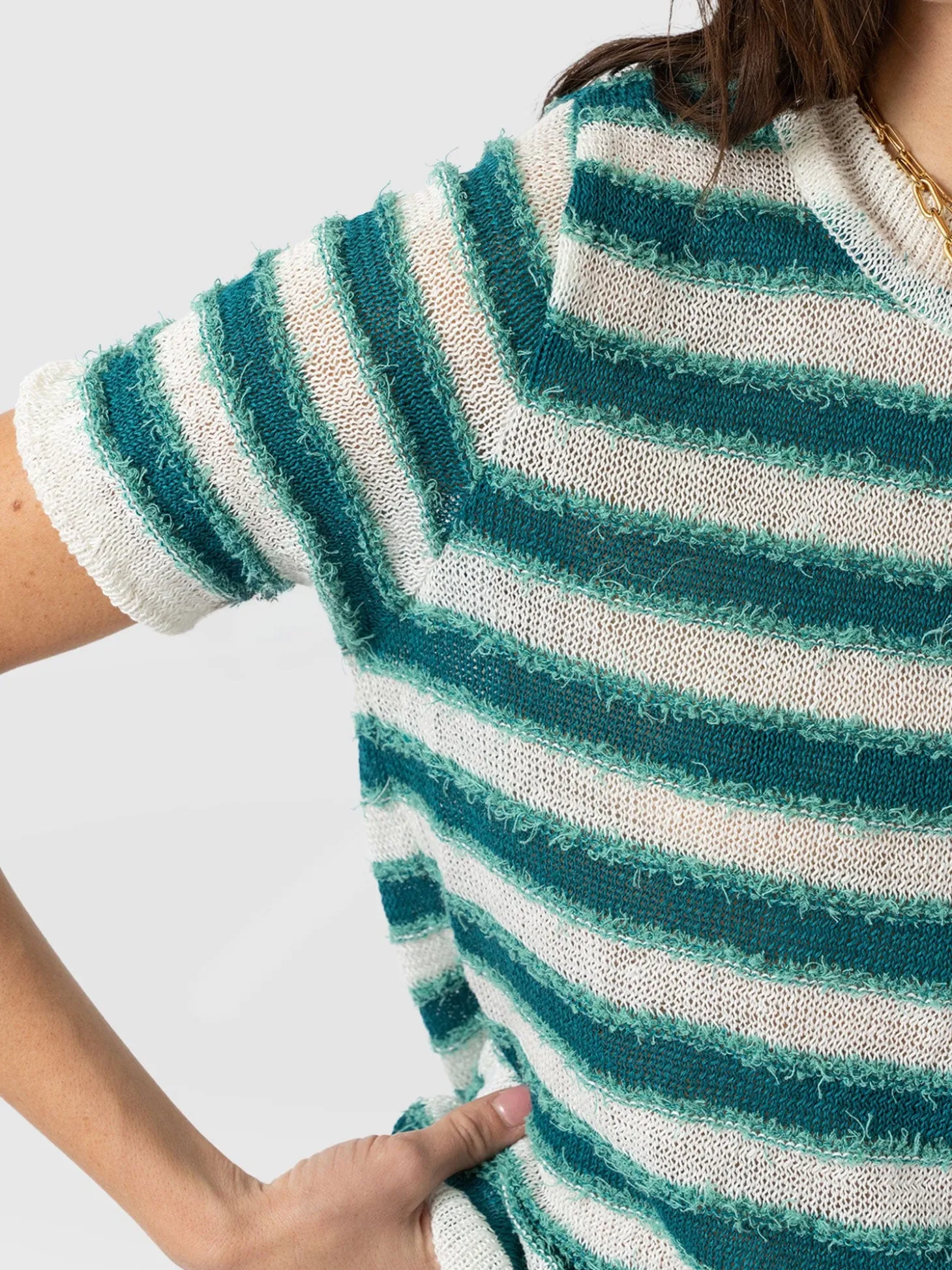 Fearne Knit Tee - Mint Stripe
