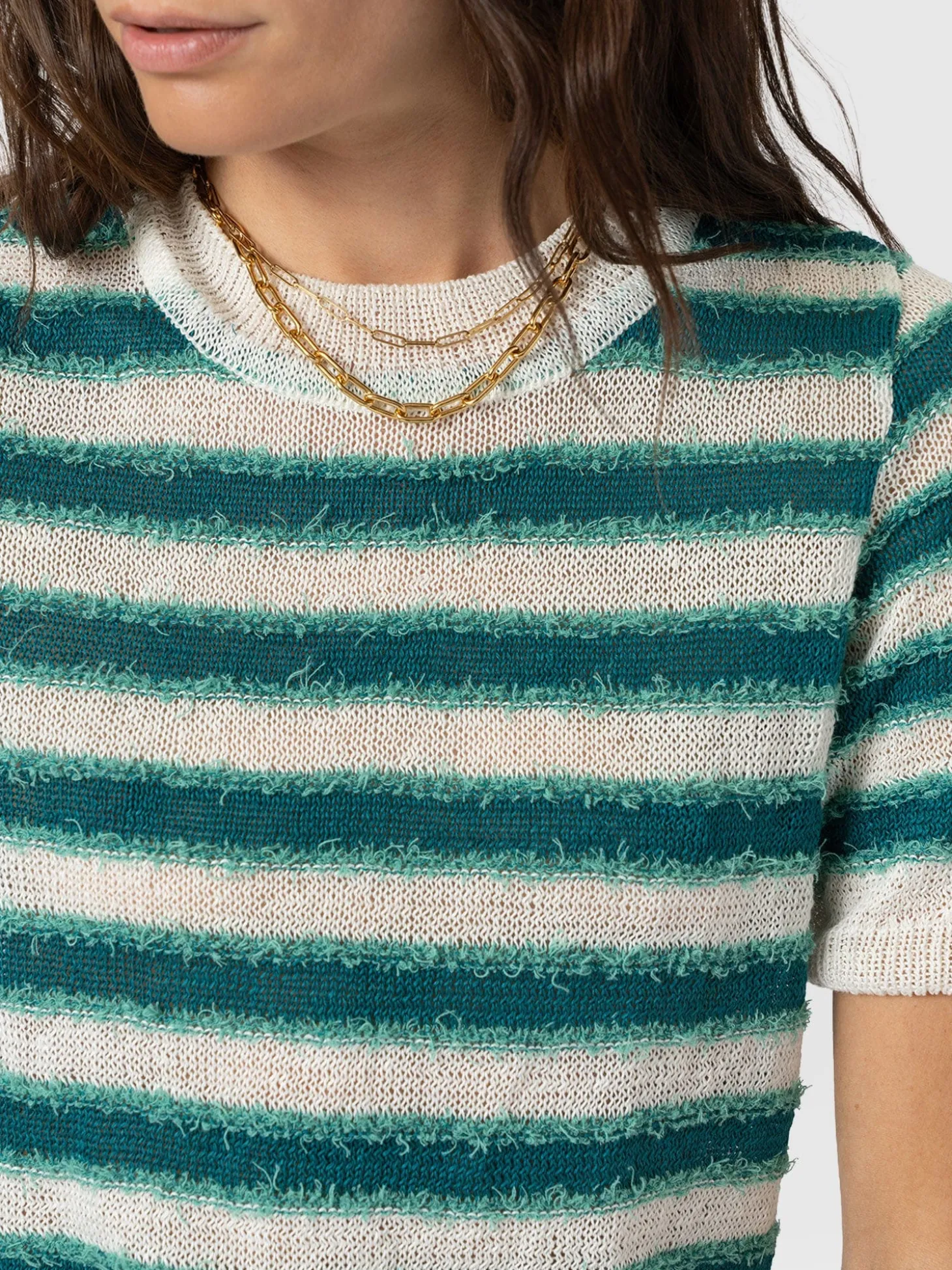 Fearne Knit Tee - Mint Stripe