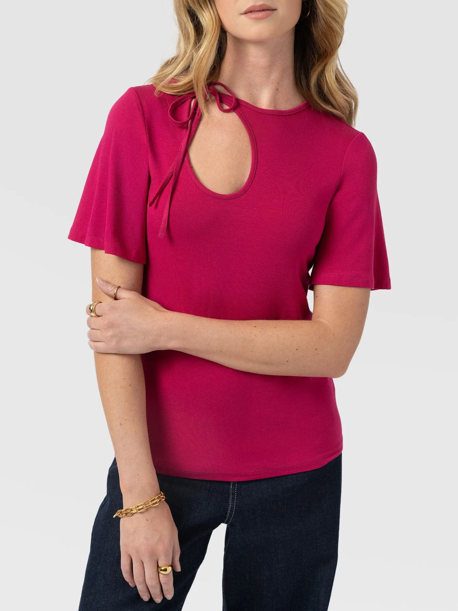 Freya Tie Tee - Fuchsia Pink
