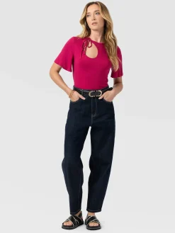 Freya Tie Tee - Fuchsia Pink