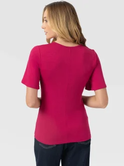 Freya Tie Tee - Fuchsia Pink