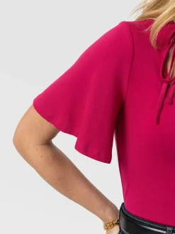 Freya Tie Tee - Fuchsia Pink