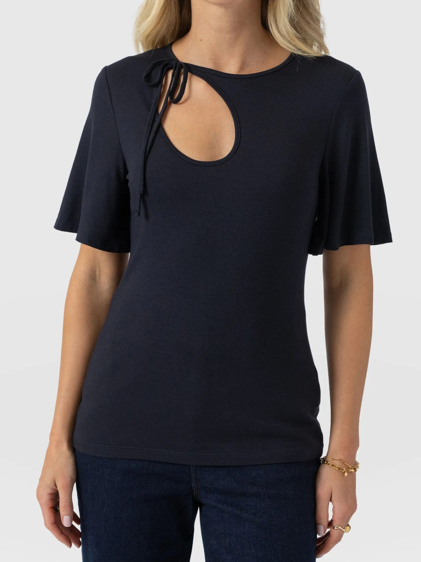 Freya Tie Tee - Navy