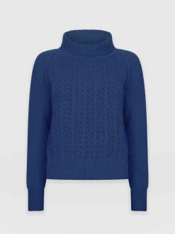 Glen Cable Knit Sweater - Blue