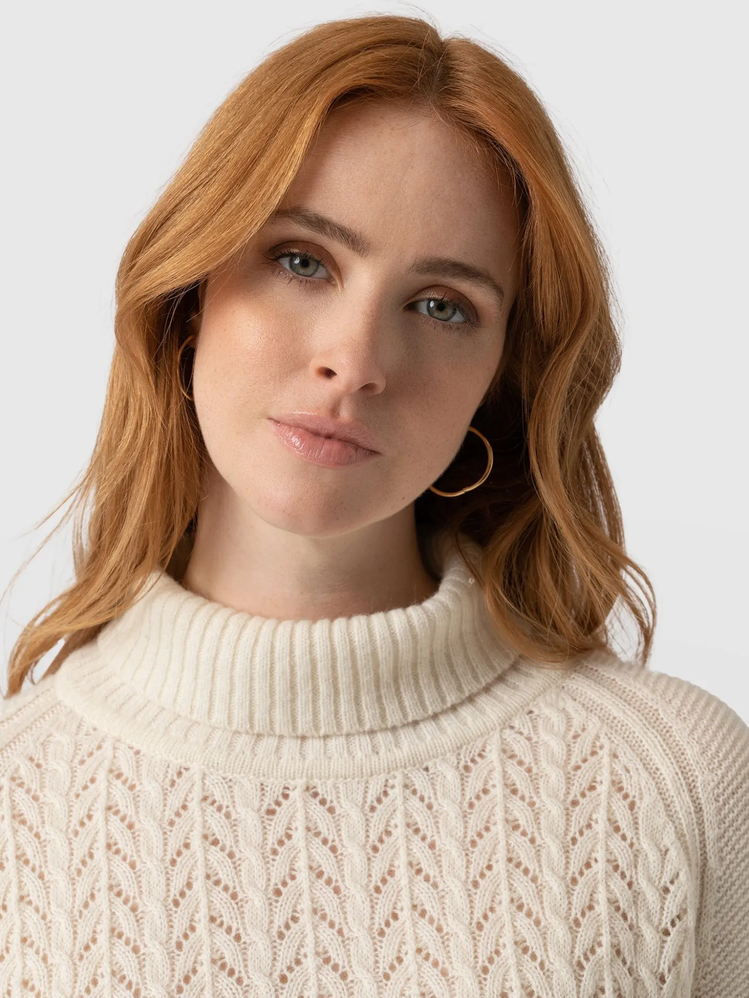 Glen Cable Knit Sweater - Cream