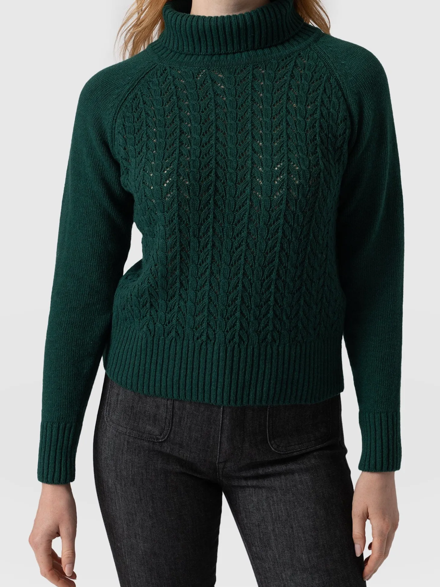 Glen Cable Knit Sweater - Green