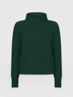 Glen Cable Knit Sweater - Green