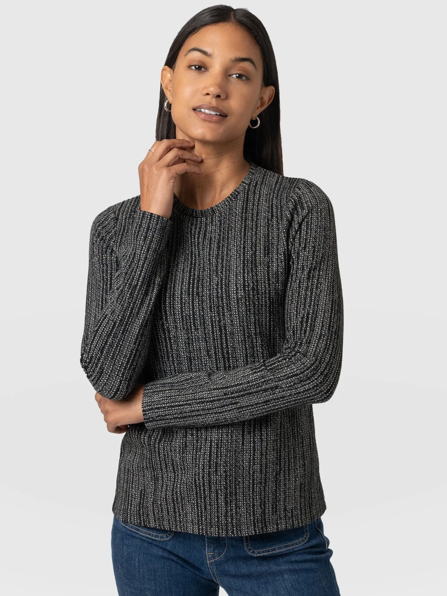 Glen Crew Neck Tee - Grey/Black