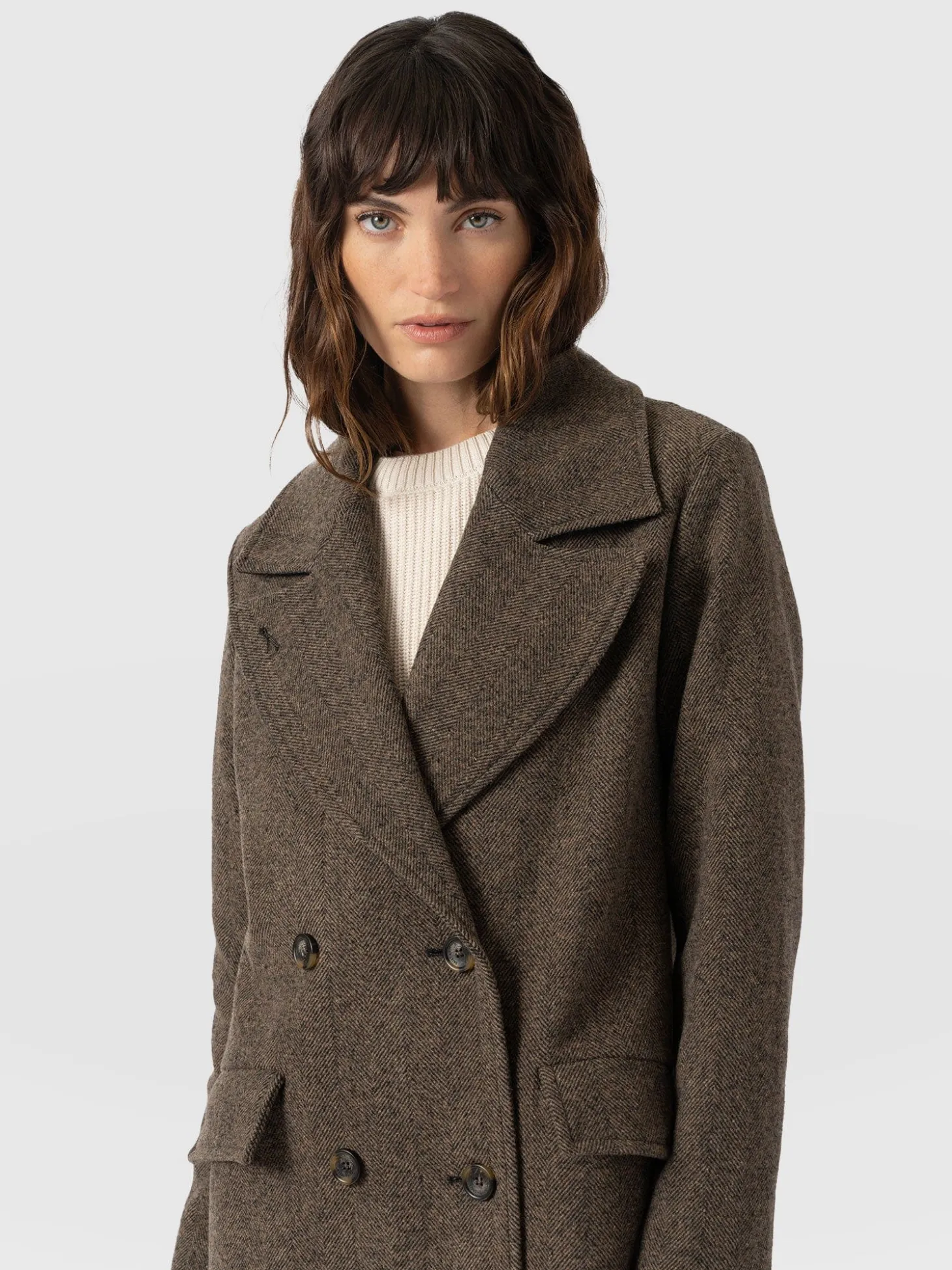Hampton Coat - Brown Chevron