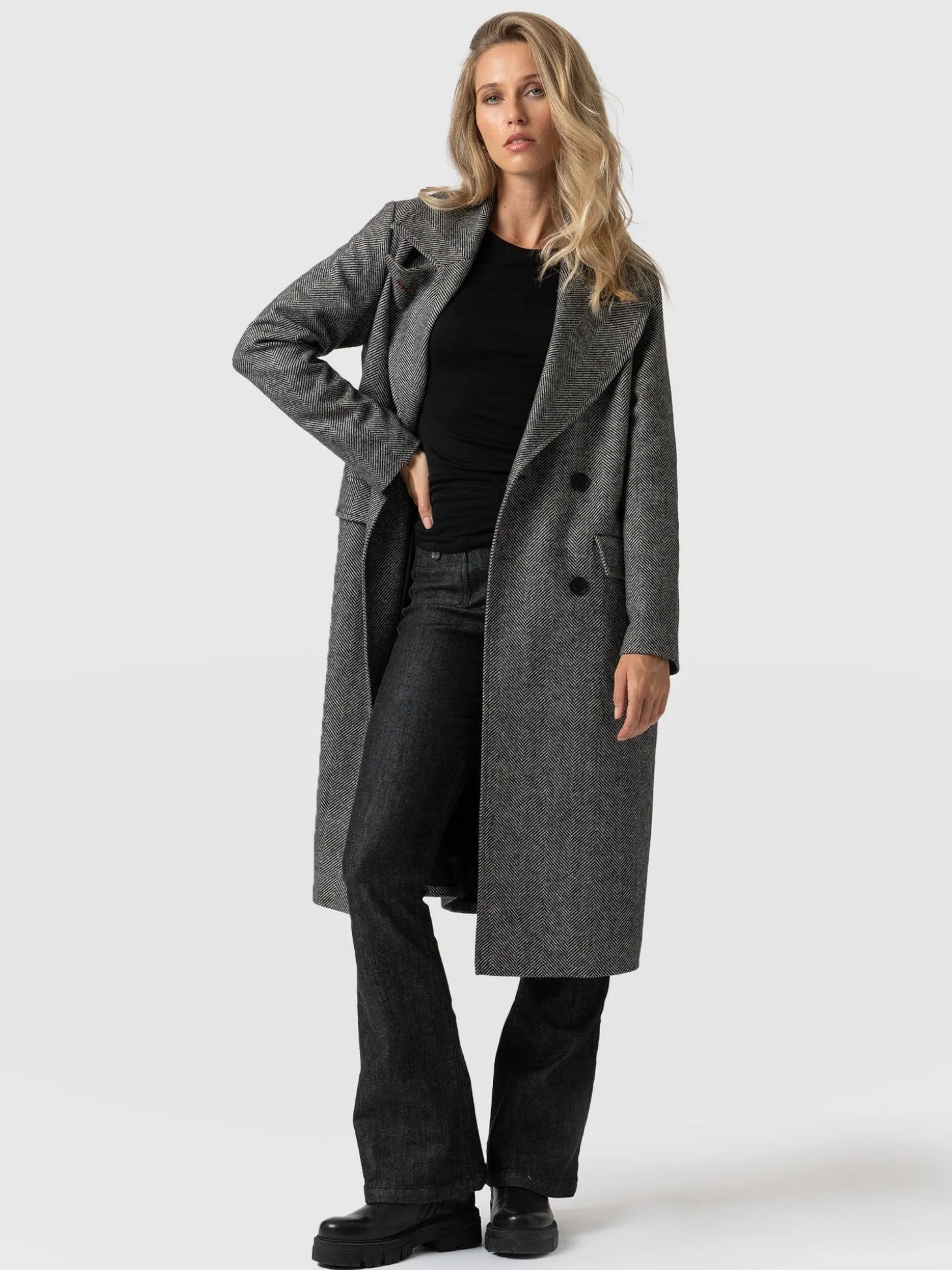 Hampton Coat - Monochrome Chevron