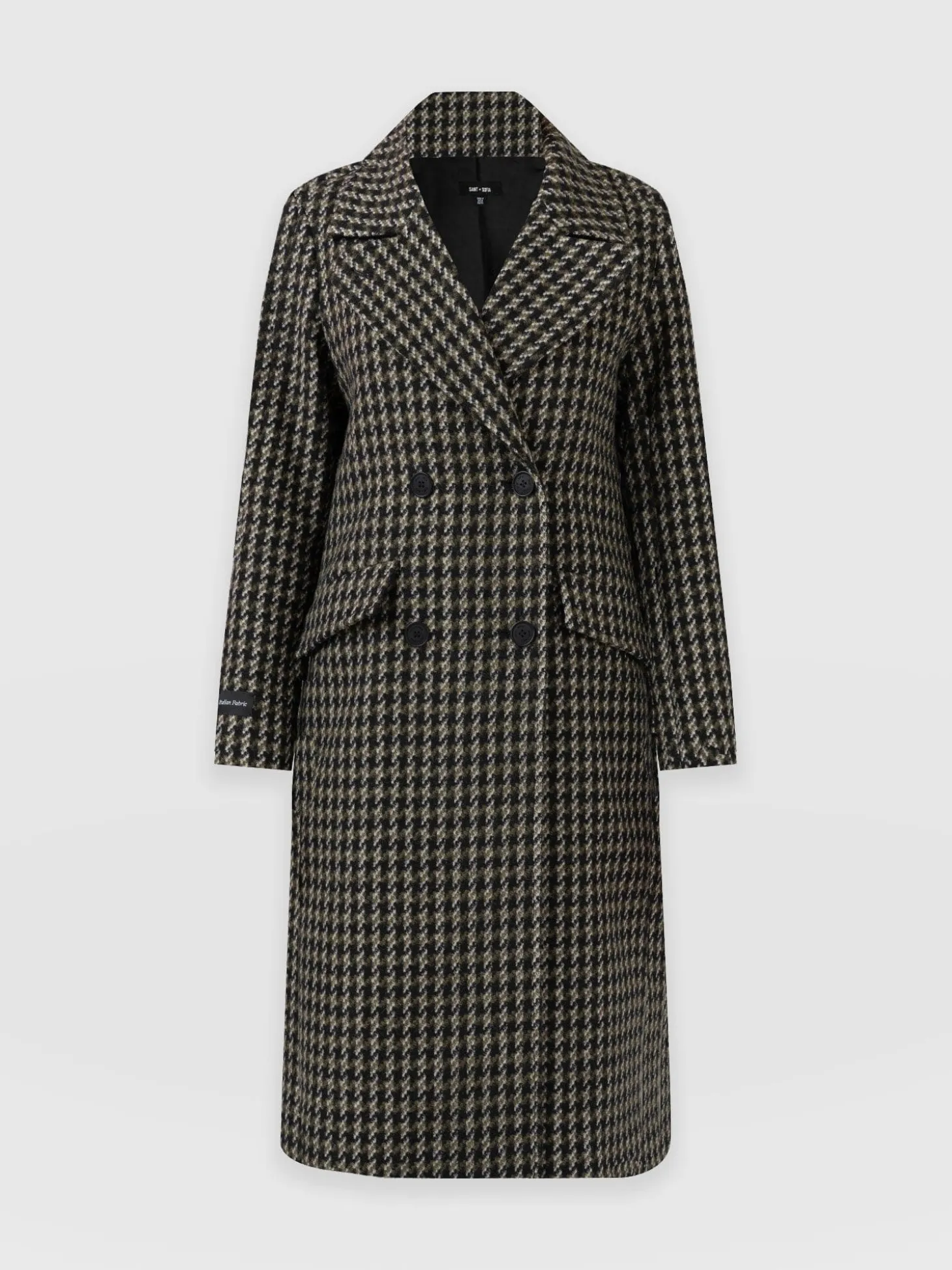Hampton Coat - Olive Houndstooth