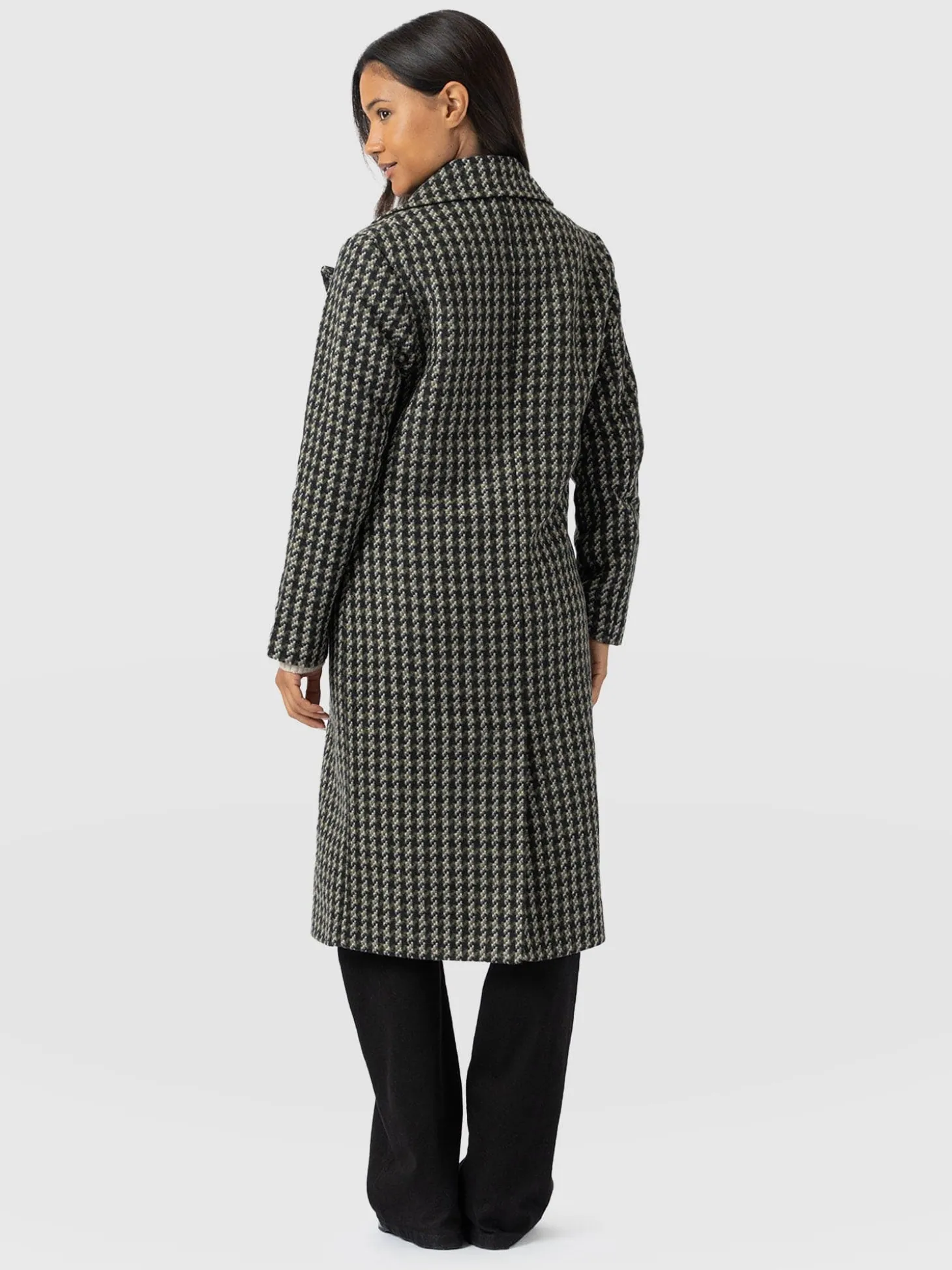 Hampton Coat - Olive Houndstooth