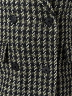 Hampton Coat - Olive Houndstooth